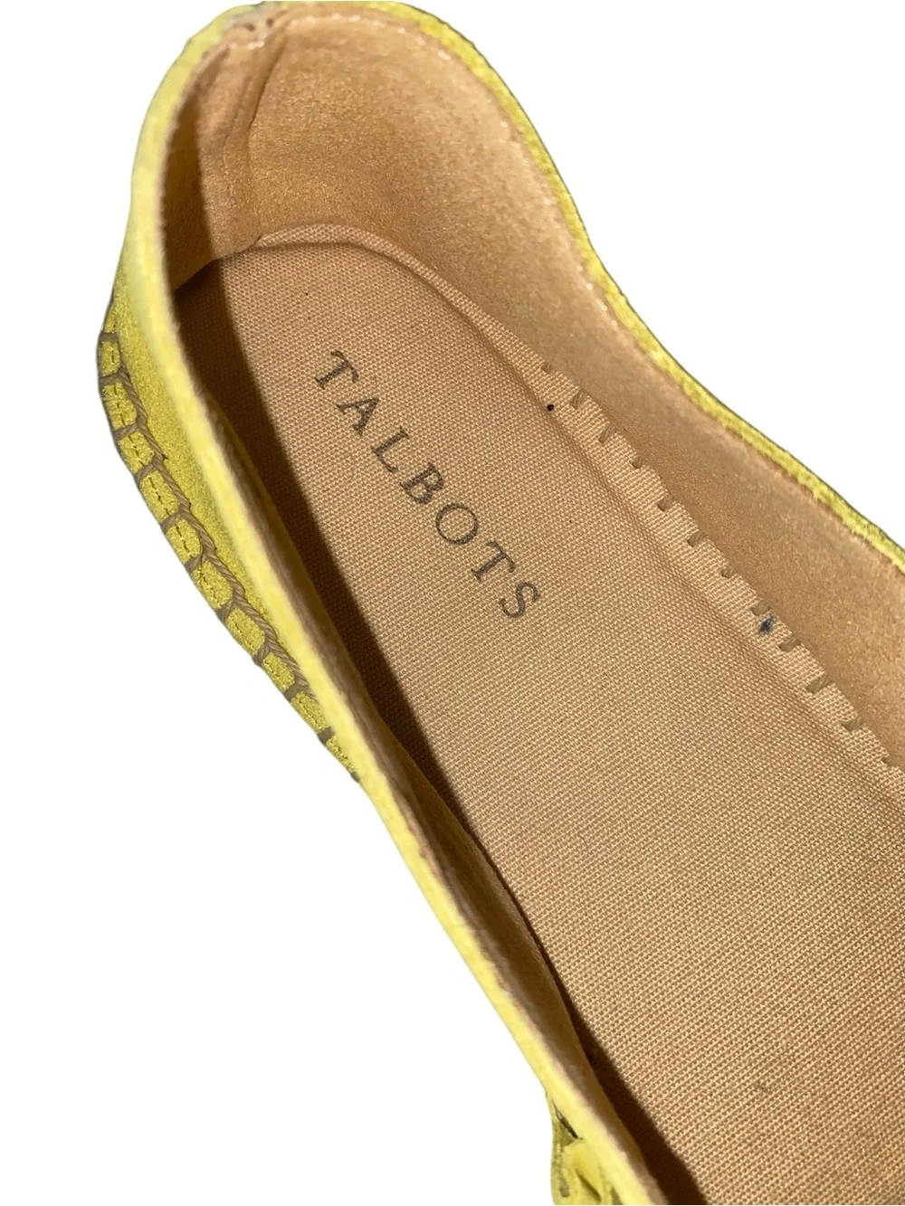 Talbots Izzy Suede Espadrille Flat Size 7.5 Ruffled Chartreuse Sunny Yellow